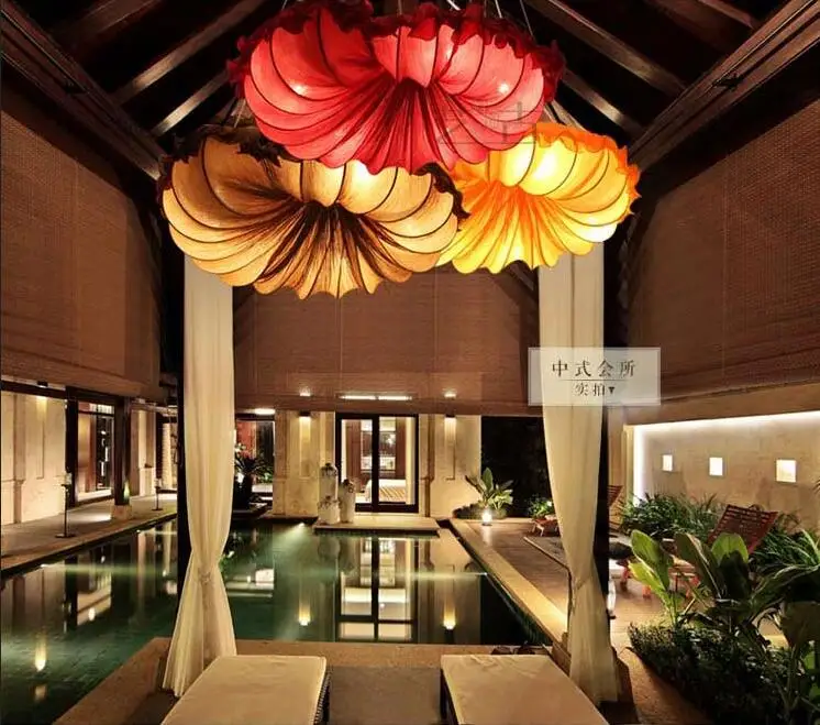 

Chinese cloth style Pendant Lights creative fabric beauty salon restaurant conch hotel project lighting Pendant lamps ZS135