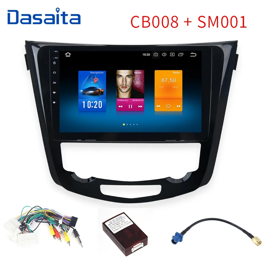 Dasaita Android 9,0 gps радио 10," для Nissan X-Trail Qashqai J10 J11 автомобильный стерео Мультимедиа gps навигация - Цвет: CB008 SM001