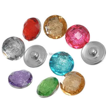 

10Pcs Mixed Rose Pattern Resin Cabochon 5.5mm Snap Buttons Fit Bracelets Jewelry Making Charms Wholesale 18x10mm