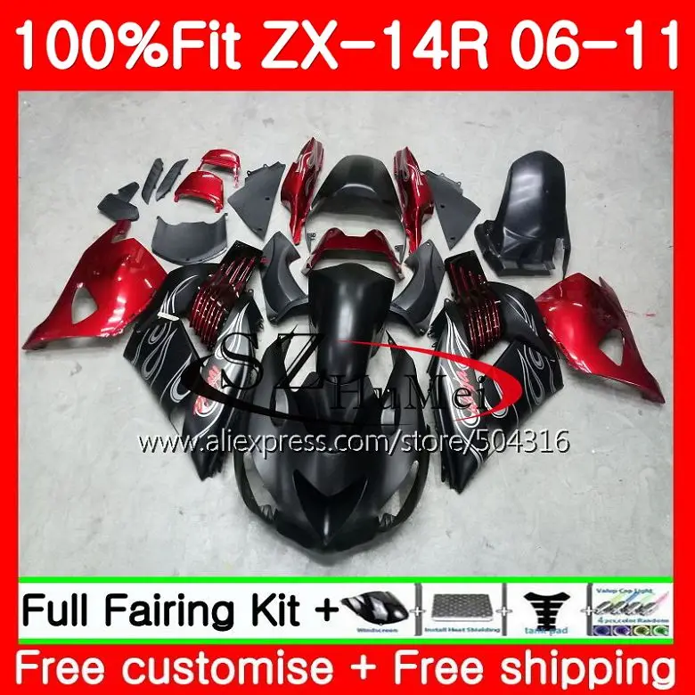 

Body For KAWASAKI NINJA ZX 14R ZX14R 06 07 08 09 10 11 23SH7 ZZR1400 ZX-14R 2006 2007 2008 2009 2010 2011 Fairings red black