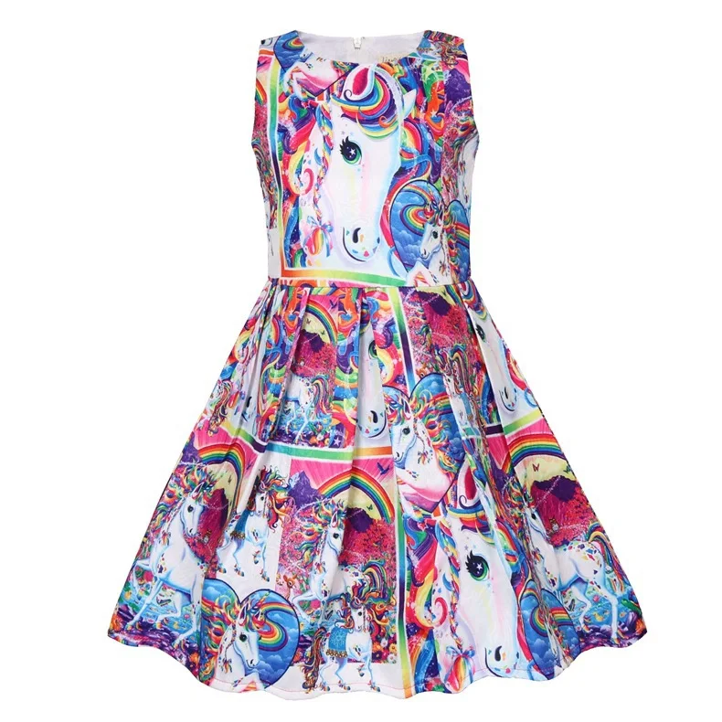 New Children's Rainbow Unicorn Print Dress for GirlsDresses AliExpress