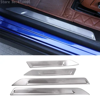 

for Maserati Levante 2016-2018 Brushed Stainless Steel Inner Door Black Sill Scuff Threshold Protector Plate Cover with Logo