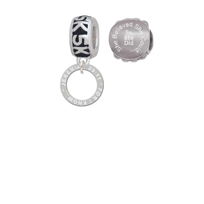 Jeremiah 29:11 Eternity Ring 5K Run She Believed She Could Charm Beads (Set of 2)