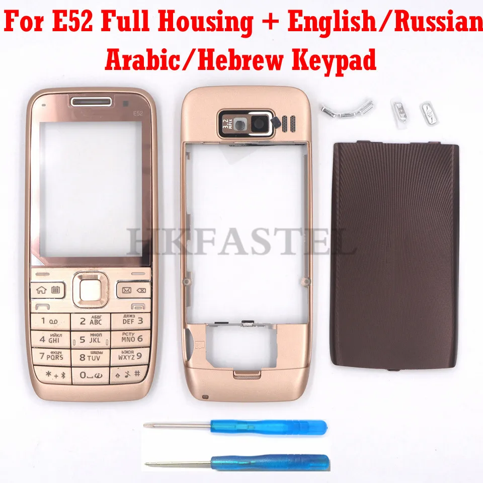 

For Nokia E52 Brandnew Full Complete Mobile Phone Housing Cover Case keyboard English Russian Arabic Hebrew Keypad Free Shipping