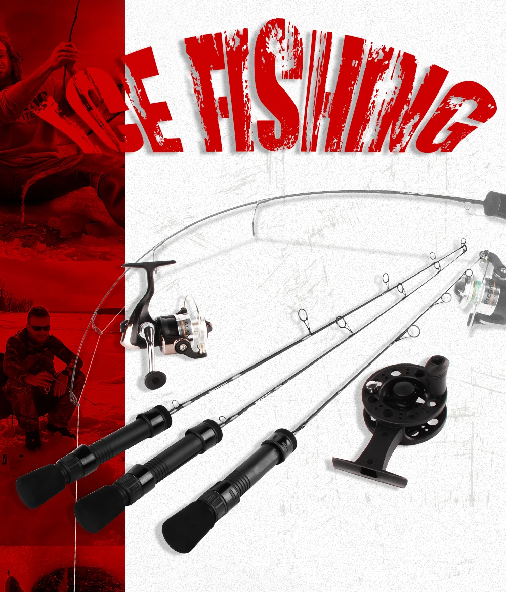 RoseWood Winter Fishing Spinning Combo Kit, 61cm 63.5cm 66cm, Ultra-Light, Light Ice Fishing Rod And Reel Combo, Black  (1)