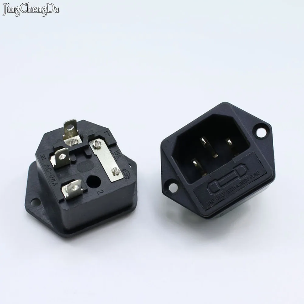 1PC 3 PIN IEC 320 C14 Male Power Cord Inlet Socket Receptacle Connector With Fuse Holder FOR