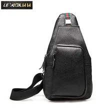 Мужская качественная кожаная повседневная нагрудная сумка на бретельках, дизайнерская сумка на одно плечо, модная сумка через плечо для мужчин 8022