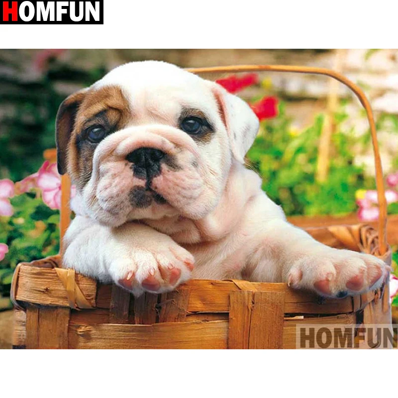 HOMFUN Full Square/Round Drill 5D DIY Diamond Painting &quotAnimal dog&quot Embroidery Cross Stitch Home Decor Gift A13927 | Дом и сад