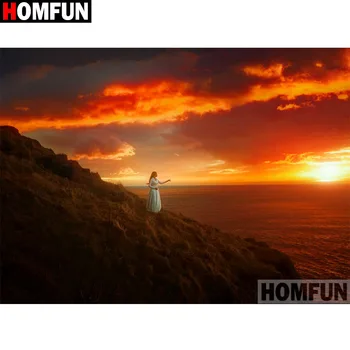 

HOMFUN Full Square/Round Drill 5D DIY Diamond Painting "Character dusk sea" 3D Embroidery Cross Stitch 5D Home Decor Gift A17362