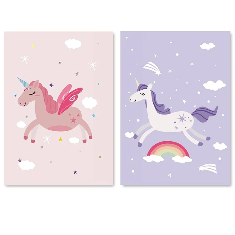 

Cute Children Poster Rainbow Unicorn Canvas Wall Art Print Painting Decoration Picture Nordic Kids Bedroom Decor Gift