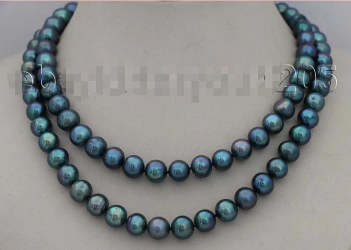 

Genuine Natural 10mm Peacock Round pearl Necklace 18kgp #f1910! (A0423)