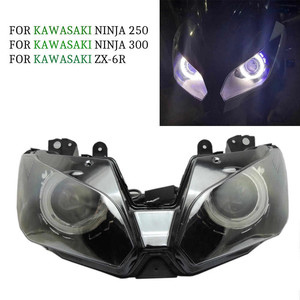 

Angel Eye HID Projector Custom Headlight Assembly for Kawasaki Ninja 300 2013 2014 / EX300 Blue Accessories For Kawasaki Versys
