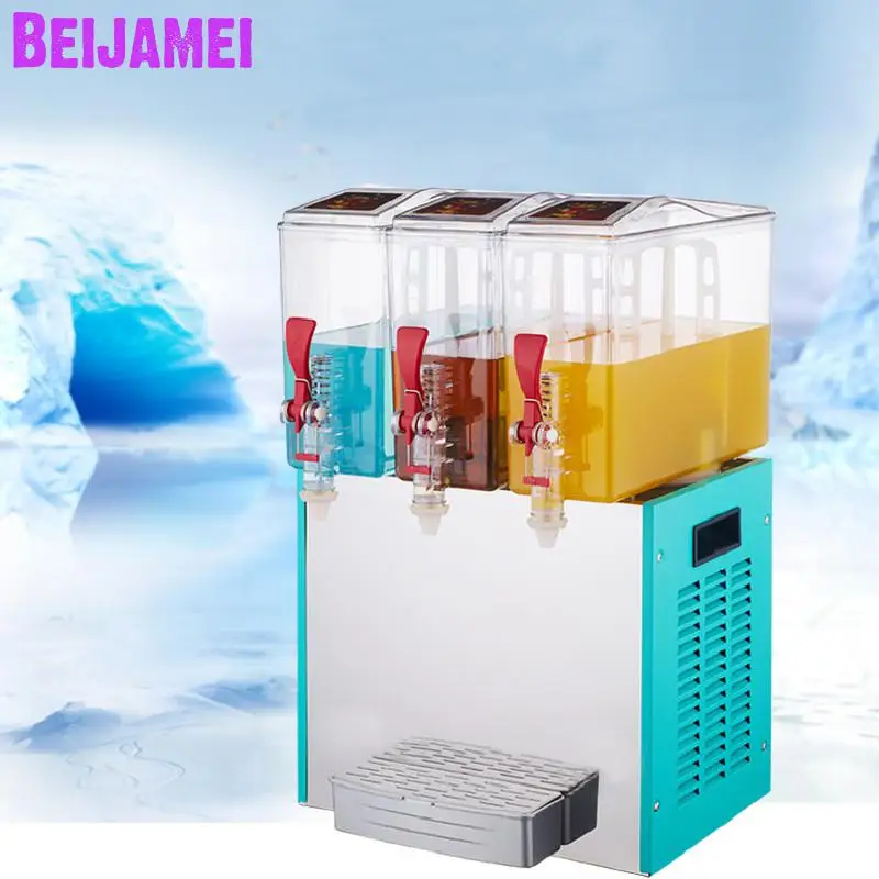 

BEIJAMEI 10L*3 Milk Tea Shop Three Cylinder Dispenser Cold and Hot Drink Machine Commercial Beverage Juice Making Dispenser