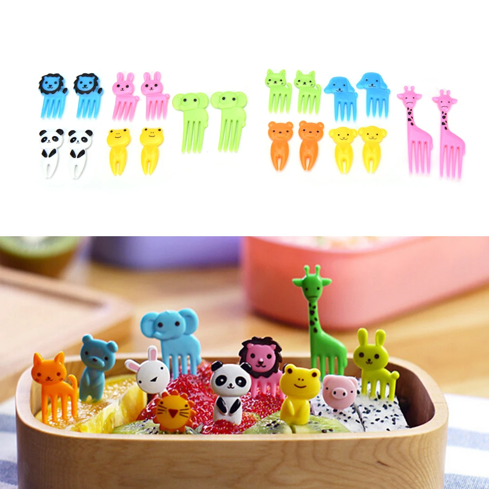 

10pcs/pack Party Decor Animal Farm Fruit Fork Mini Cartoon Children Snack Cake Dessert Food Fruit Pick Toothpick Bento Lunches