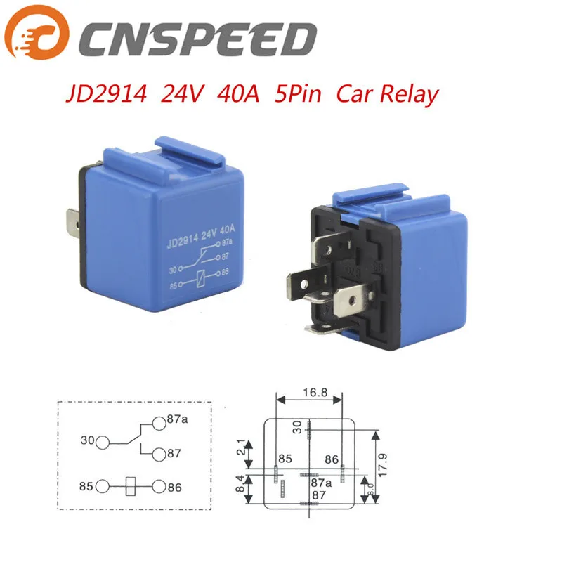 

CNSPEED Car Relay DC 24V 40A 5 Pin Blue Car Power Flasher Car Power Relay Electronics Relay Switch Blink Flash 10pcs/lotYC100548