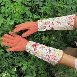 Кожаные садовые перчатки для взрослых с длинными рукавами с принтом защита запястья Садоводство перчатки для посадки цветов и отсечения
