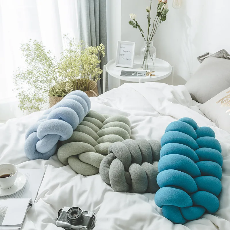 

Decorative Big Pillows INS Nordic Cushion Innovative Handmade Knotted Knot Ball Baby Sweet Pillow Cushion Simple Car Cushions
