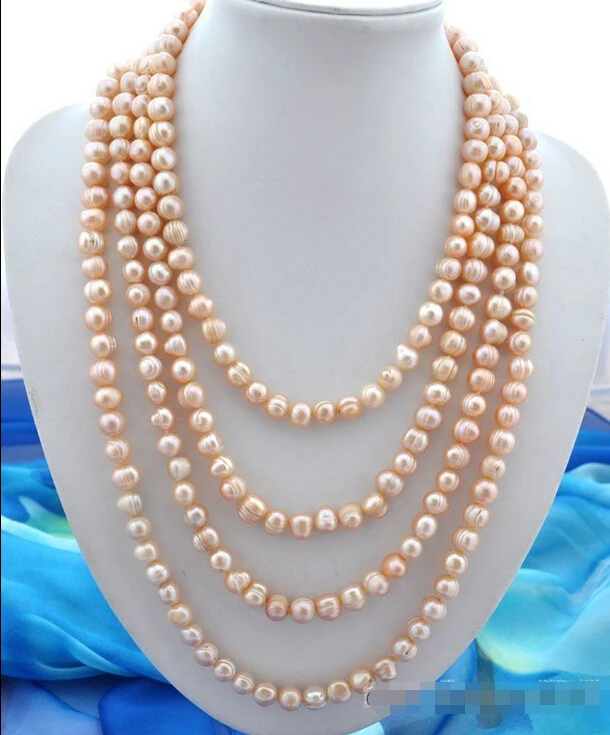 

FREE shipping>100" 12mm baroque baby pink freshwater pearl necklace 6.07