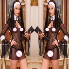 2015 New font b Sexy b font Costume Women Cosplay Nuns Uniform Transparent font b Sexy