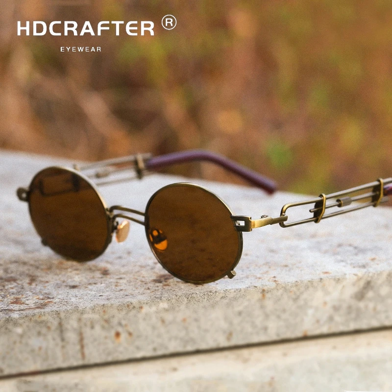 Стимпанк очки, солнцезащитные очки для мужчин и женщин, фирменный дизайн, винтажные Круглые Солнцезащитные очки для UV400, женские, мужские, ретро очки