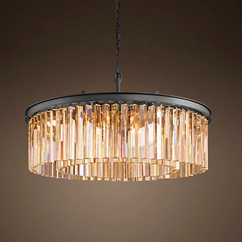 

Loft Retro Crystal Chandelier Light for dining room led round lamp crystal K9 E14 pendant Lamp Lighting ZDD0067