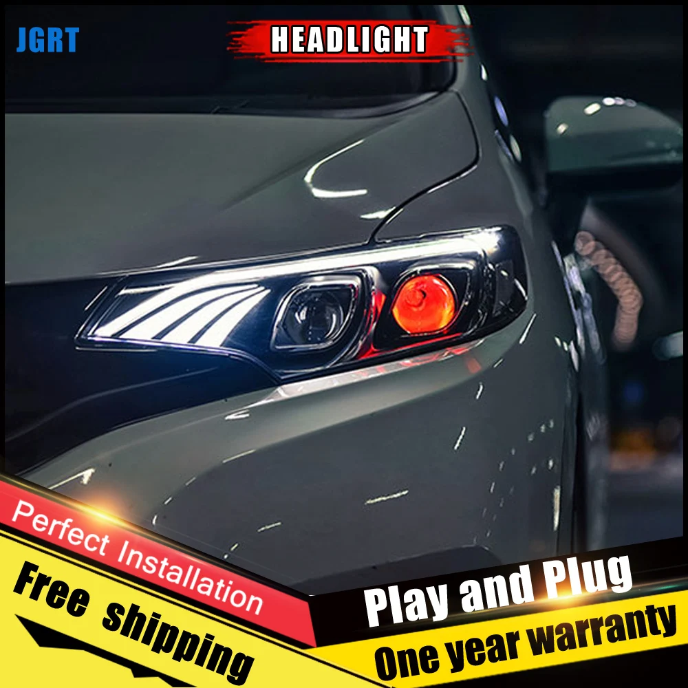 2 шт. автомобиль Стиль светодиодный фары для Honda fit- для Honda fit светодиодная фара двойной луч H7 спрятал bi Xenon объектива