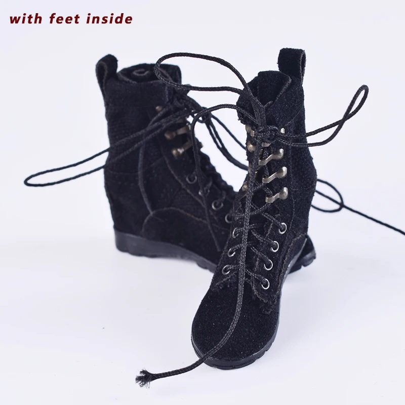 12/' DOLL SHOES BLACK BOOTS FOR DOLLS W// BIG FEET