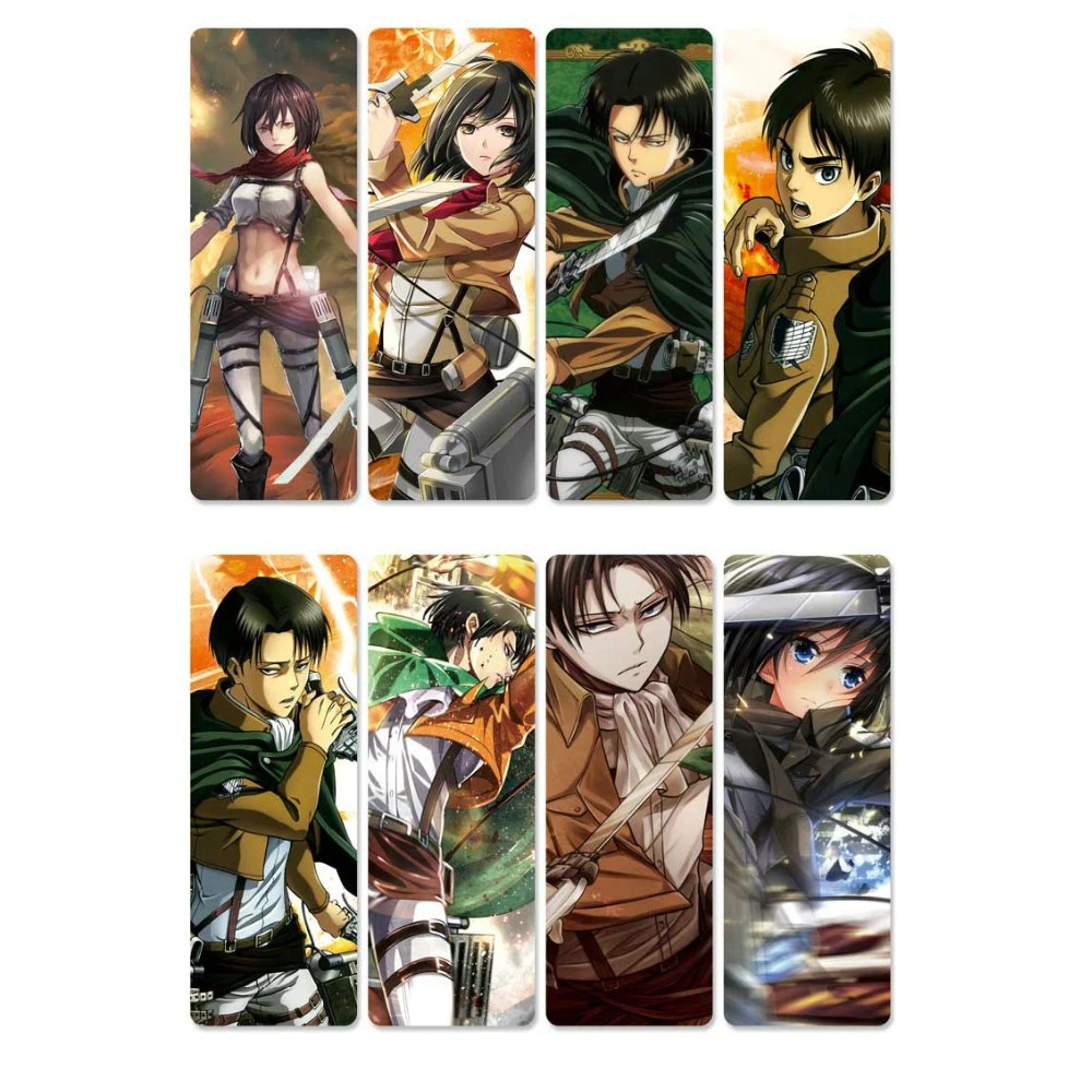 8pcs attack on titan anime bookmark waterproof transparent pvc plastic book mark bookmark aliexpress