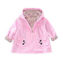Spring Autumn Girls Windbreaker Coat Baby Kids Solid color cartoon rabbit Hoodie Zipper Outwear Kids Coats Jacket Clothing