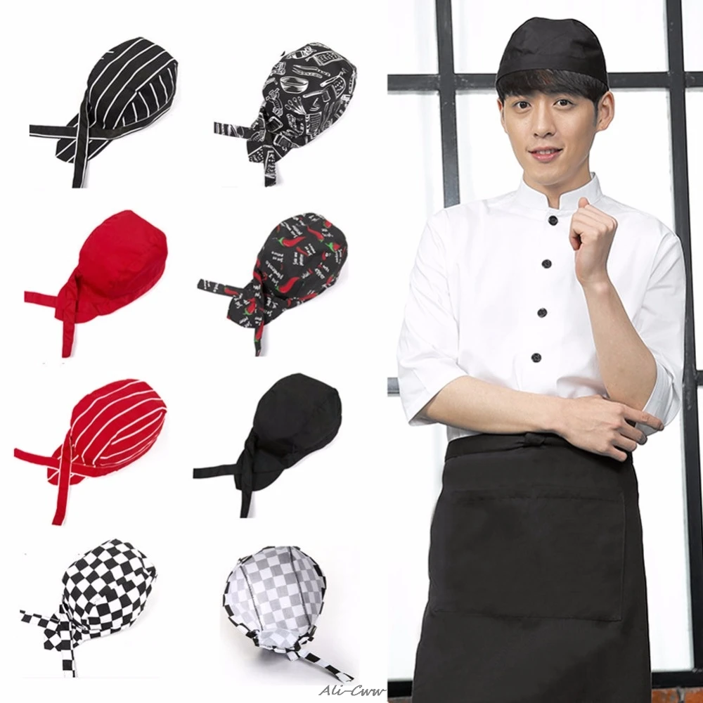 

Cotton Colourfull Chef Hat Pirates Chef Cap Skull Cap Professional Catering VariousKitchen Tool Cooking Kit