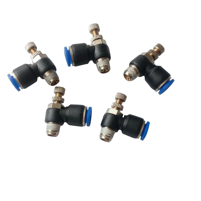 

5 pcs 1/4" BSP * 6mm OD Tube Elbow Pneumatic Air Flow Speed Controller Fittings Air Valve Quick Fitting SL6-2