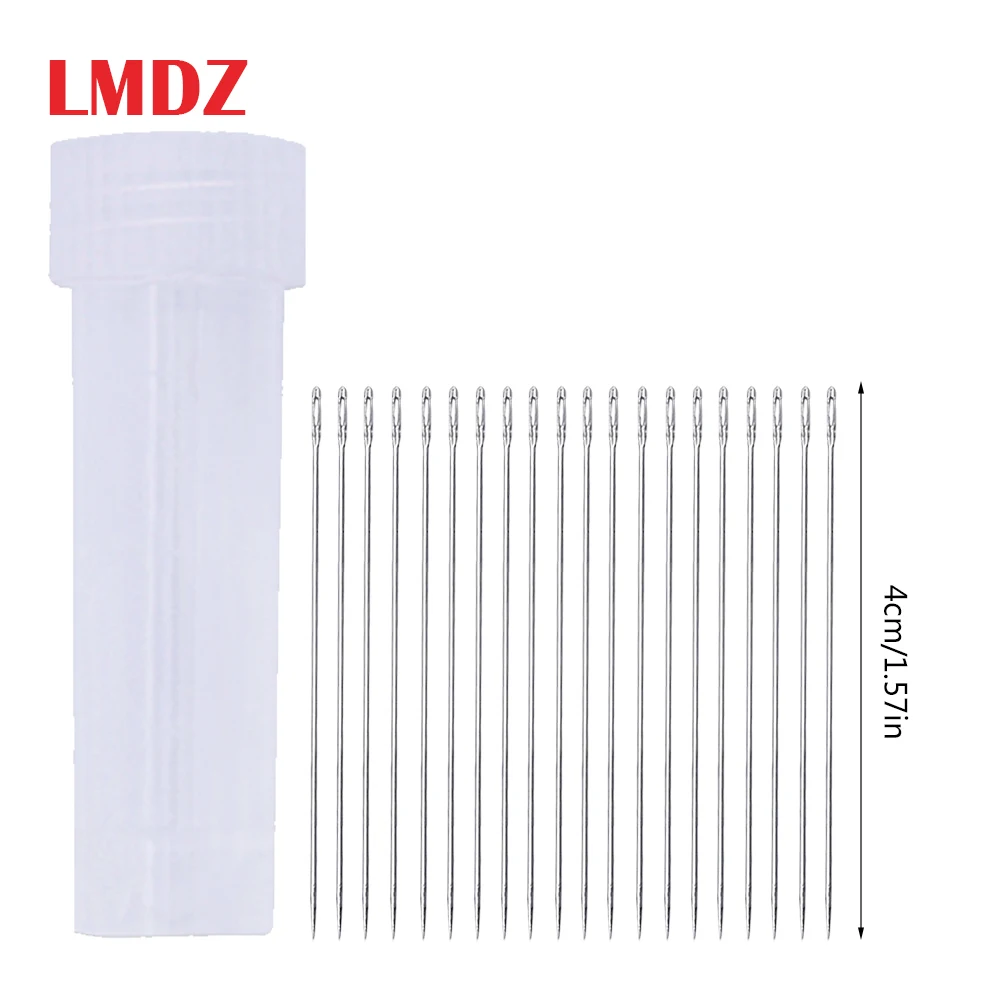

LMDZ 20PCS Beading Needles Threading String Cord Jewelry Craft Making Tool 0.45mm thick, 40mm long With Bottle