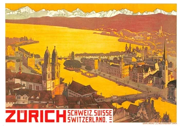 

Vintage European Travel Poster Switzerland - Zurich Classic Canvas Paintings Wall Posters Stickers Home Decor Gift