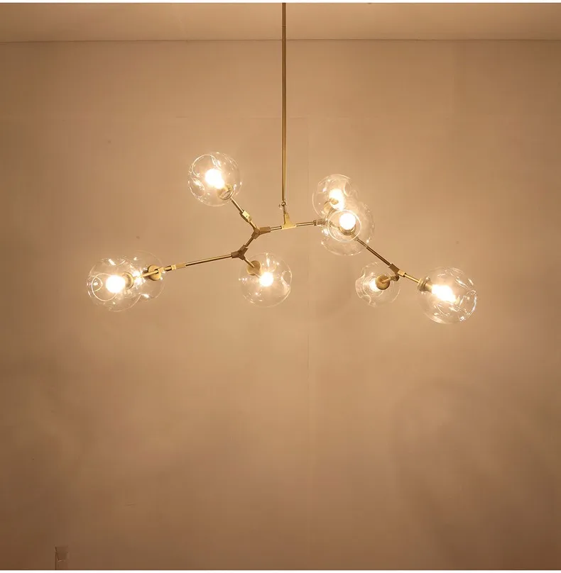 Лофт декор, скандинавский подвесной светильник, дизайнерская лампа, стеклянный шар, разветвляющийся подвесной светильник, подвесной светильник светодиодный для кухни/гостиной