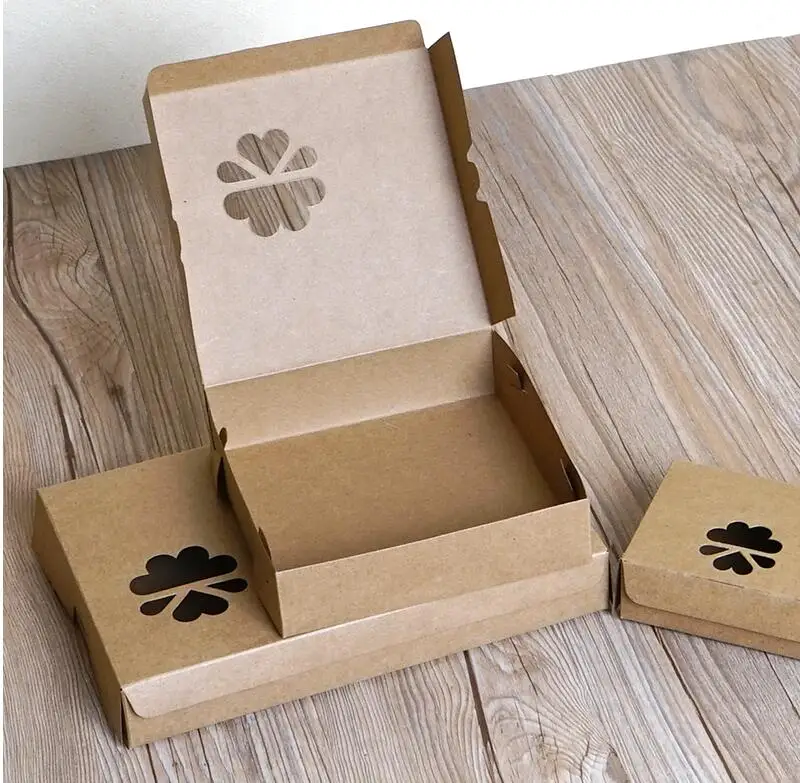

23*15*3.5cm 10pcs Kraft paper Hollow window (no PVC) box package paper gift /candy /wedding favor Food Packing box