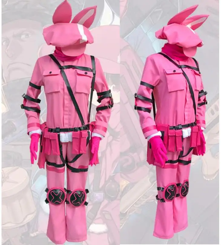 Gun Gale Online Sword Art Online Alternative GGO Llenn Cosplay Costume Pink uniform Outfit