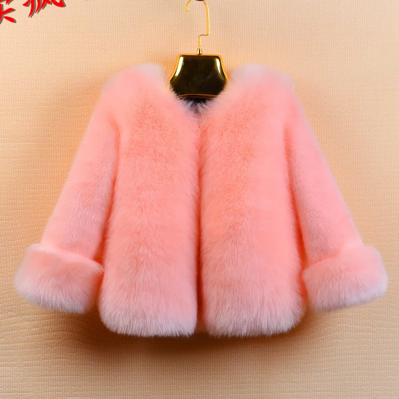 

2018 Spring Autumn Winter Children Girls Faux Fur Coat Full Length Warm Baby Fur Jacket Kids Outerwear Coats