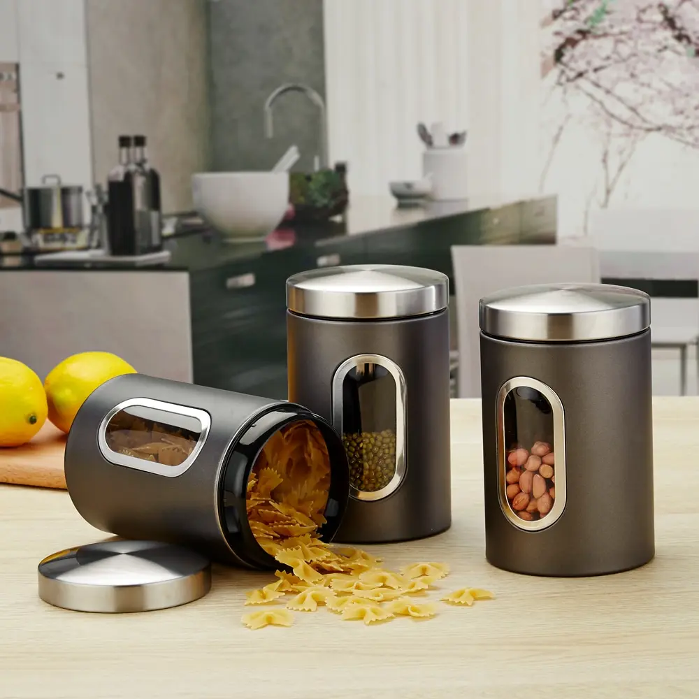 

3pcs/set Food Storage Container Food Storage Box with Lids Grain with Transparent View Window Food Storage Organization