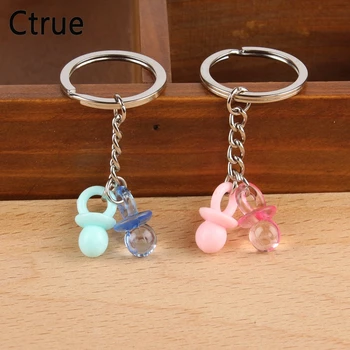 

10pcs Acrylic blue & pink Baby's Nipple Keychain birthday party accessories wedding favors baby shower souvenir