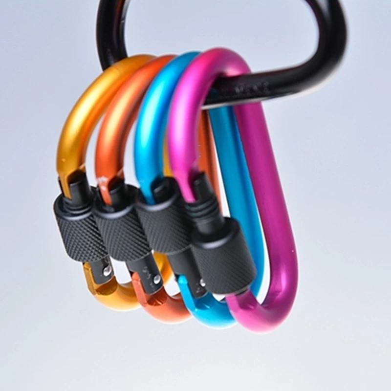 

8cm Aluminum Carabiner D-Ring Key Chain Clip Camping Keyring Snap Hook Outdoor Travel Kit