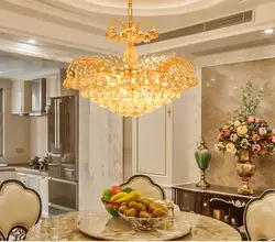 Золотой роскошный американский золотой Хрустальный подвесной светильник для обеденного освещения Ресторан спальня гостиная
