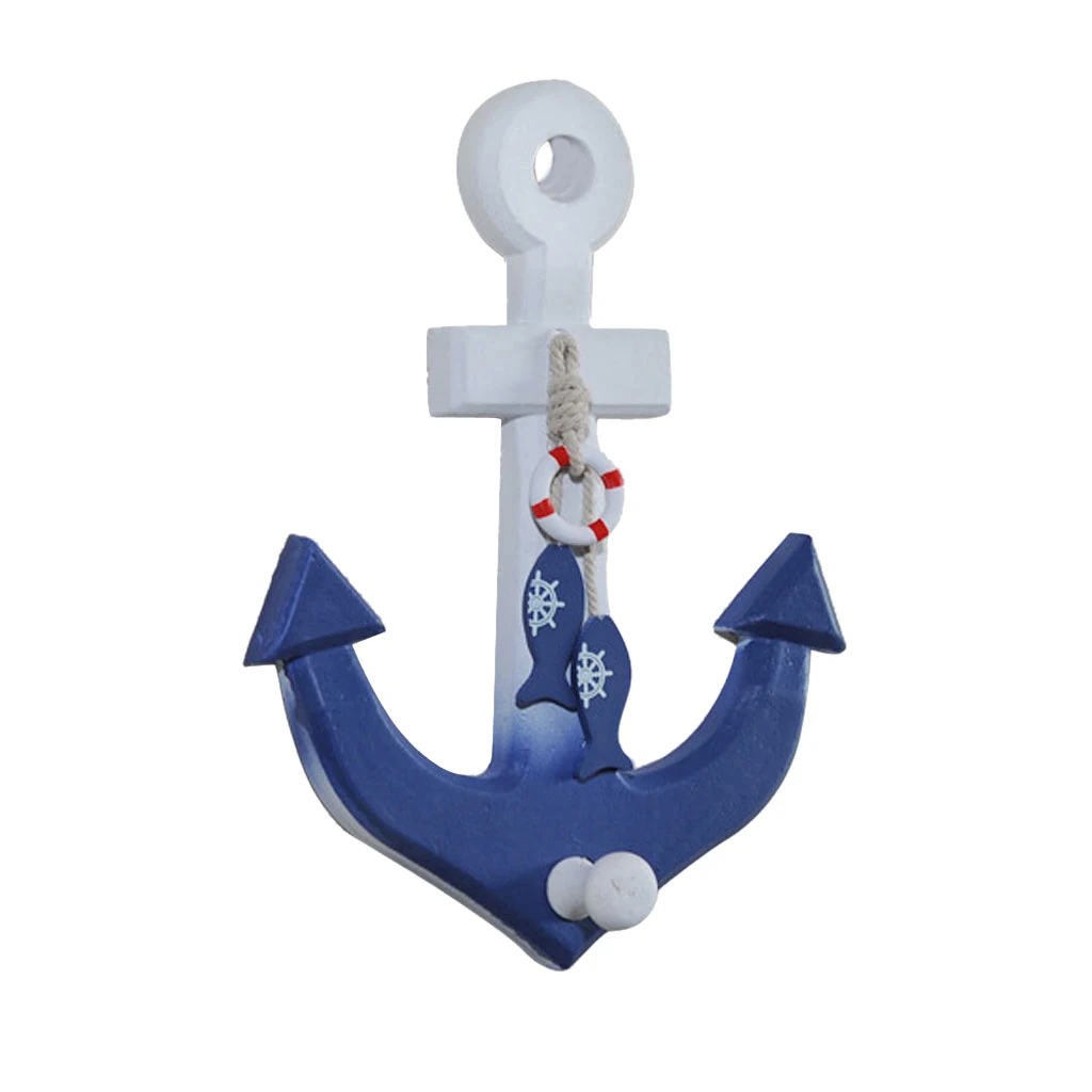 Nautical Anchor Wall Hanging Hook Buoy Fish Decor Coat Hat Mediterranean