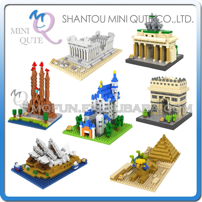 

7pcs/lot Mini Qute LOZ World architecture 7 styles Sphinx diamond plastic building block scale model educational toy