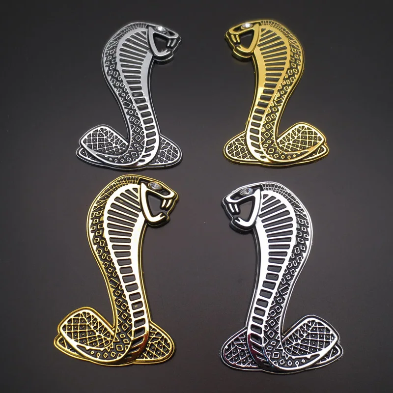 

2 Pieces 3D metal car Snake Cobra logo Refitting Badge Emblem decoration sticker for Ford Mustang GT500 SVT Shelby Fender Badge