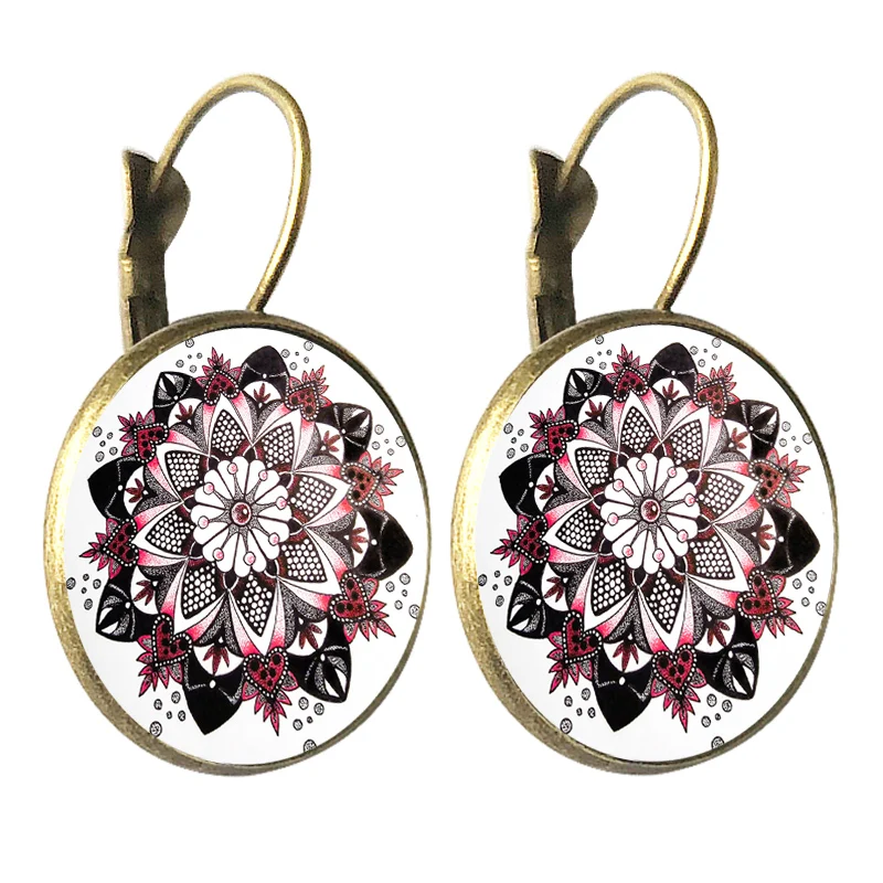 bronze hoop Earring - mandala flower 3
