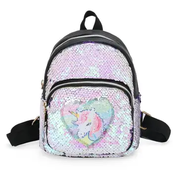 

Sequins Women Backpack Cartoon Cute Unicorn Design Schoolbag For Teenage Student Girl Fashion Female Mochila