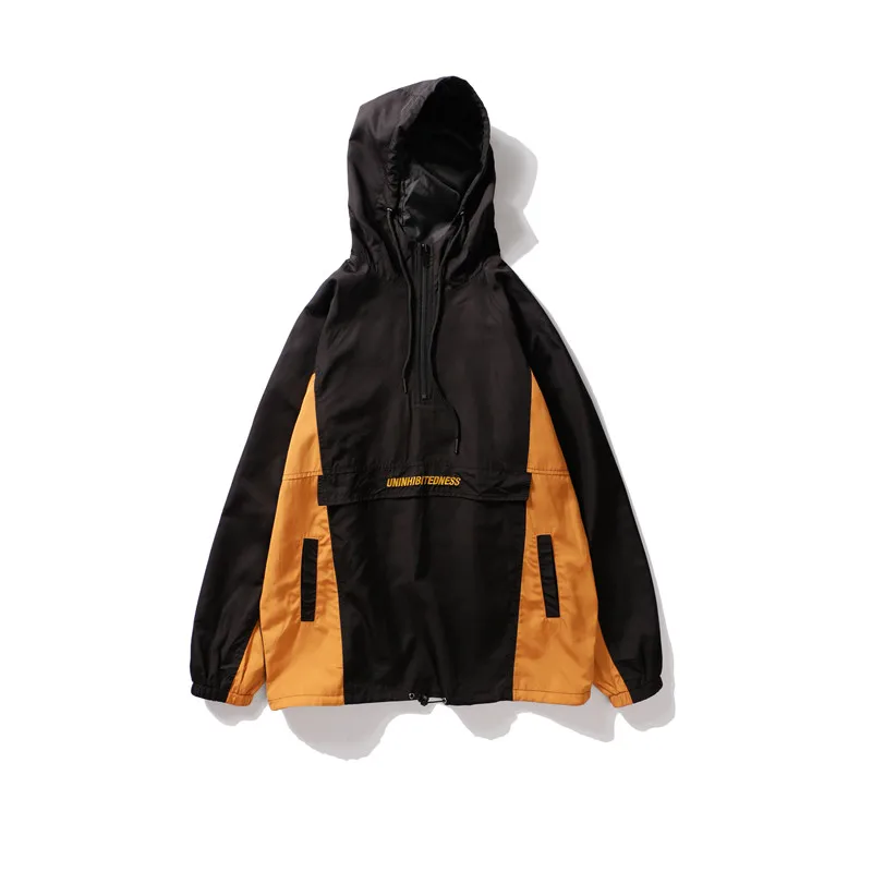 Темная икона с открытыми плечами, цветная Лоскутная мужская куртка, Модный пуловер, передняя половина молнии, хип-хоп куртки для мужчин