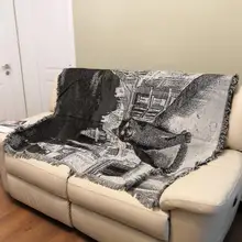 Ковер в стиле Китти, промышленное ветро-хлопчатобумажное трикотажное одеяло для дивана, одеяло с бахромой