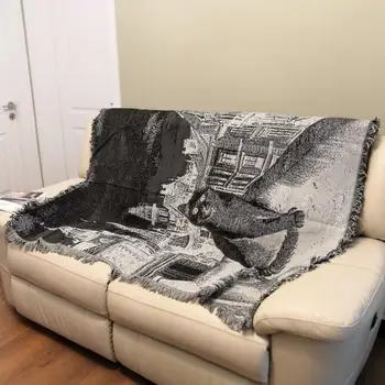 

Kitty Style Carpet, Industrial wind-cotton yarn knitted blanket sofa towel, Fringed blanket