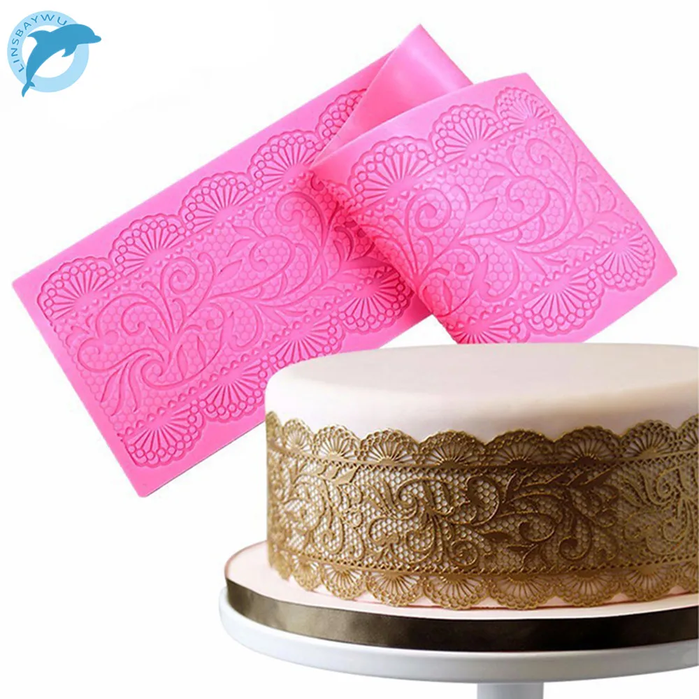 

LINSBAYWU Flower Silicone Lace Impression Cake Decor Bake Emboss Mat Mould Craft